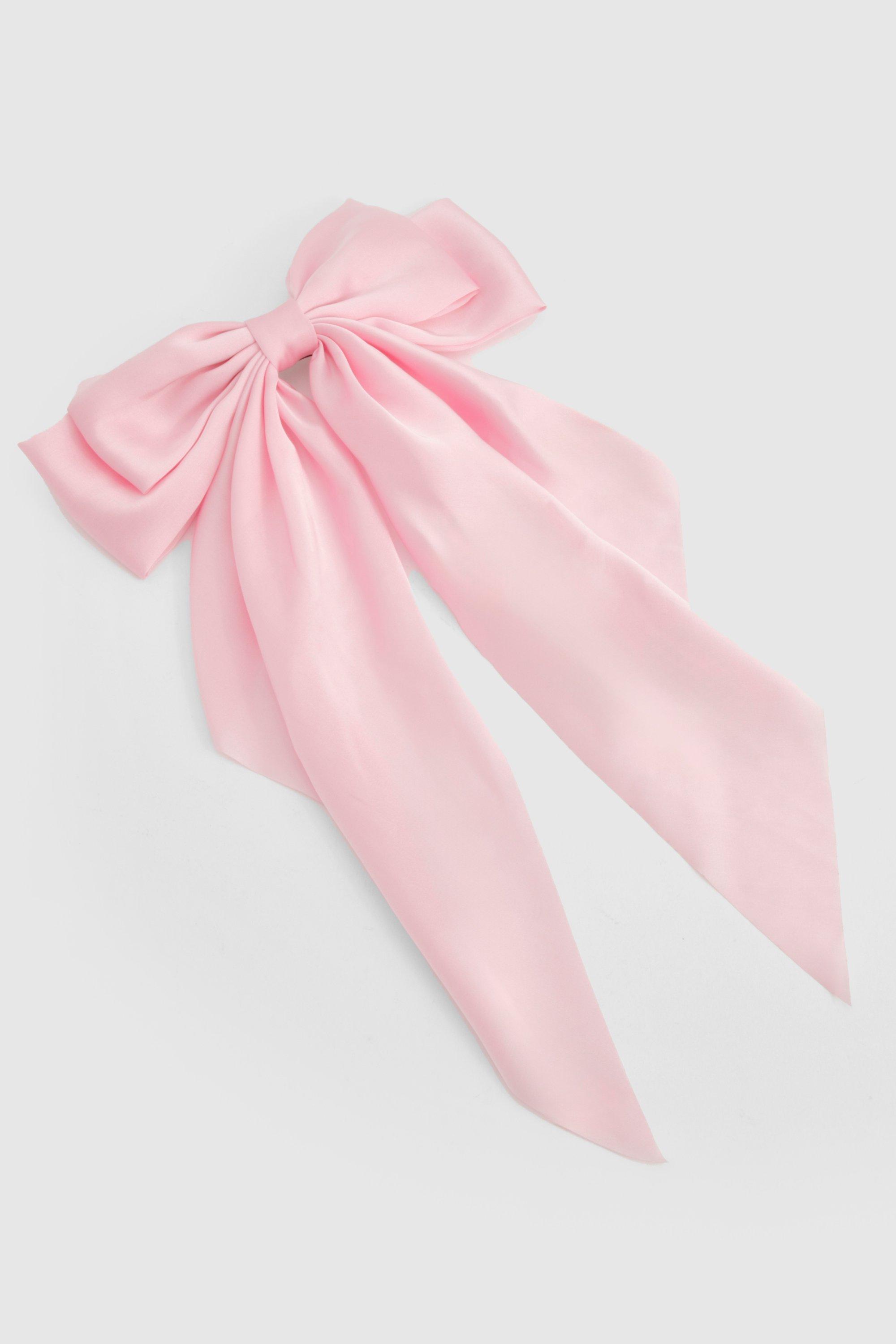 Oversized Baby Pink Satin Bow Hair Clip | boohoo